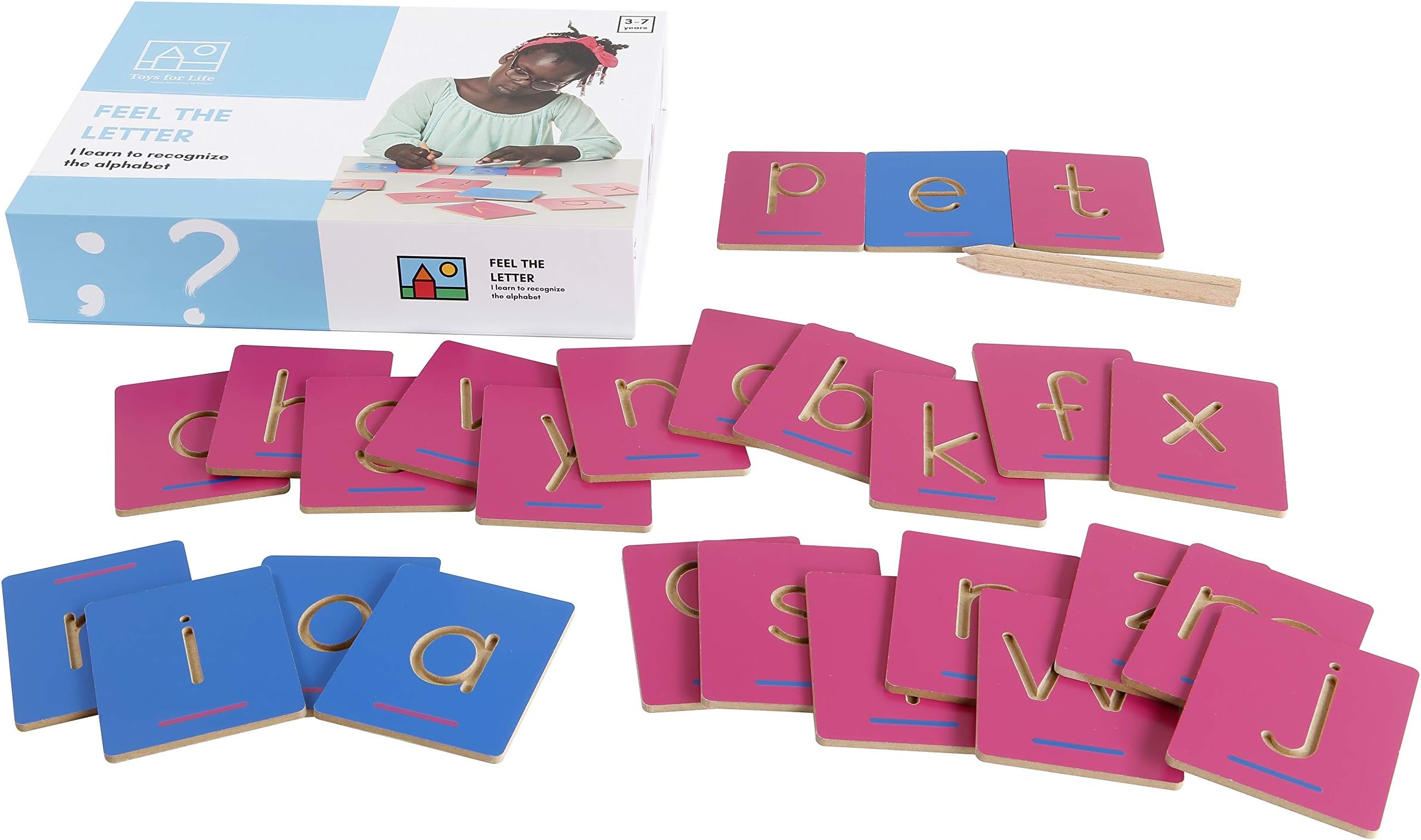 Amazing Child Premium Educational Toy Range: Grooved letter tiles: Feel the letter. Stimulates pre-writing skills, letter shape recognition and fine motor skills