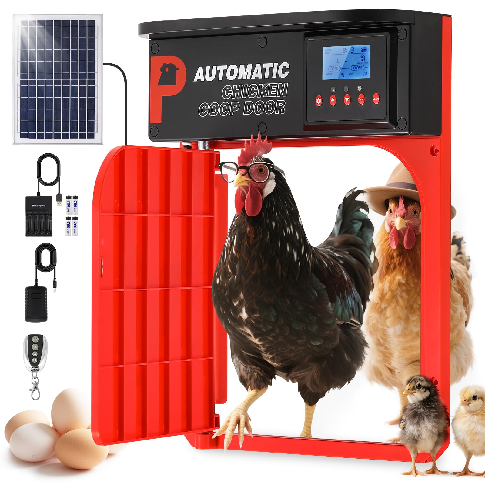 Photo 1 of **STOCK PHOTO FOR REFERENCEONLY**
Proshine Automatic Chicken Coop Door, Upgrade Door Opening, Solar Powered Chicken Door, Light Sensor&Timer, Remote Control, Multiple Power Options with Solar Panel