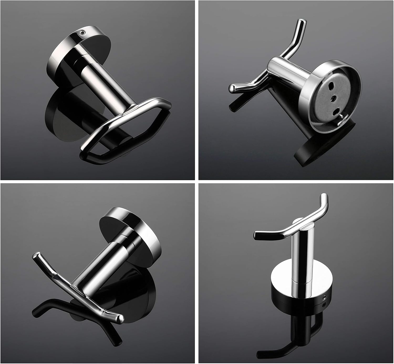 OKF Double Towel Robe Hook, Towel Hooks for Bathroom SUS304 Stainless Steel Wall Mounted Bath Kitchen Hooks Modern Chrome - - 