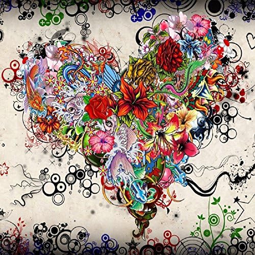 Twuky 5D DIY Full Drilling Diamond Painting,by Number Kits Crafts & Sewing Cross Stitch，Wall Stickers for Living Room Decoration,Heart Flower(12X12inch/30X30CM)
