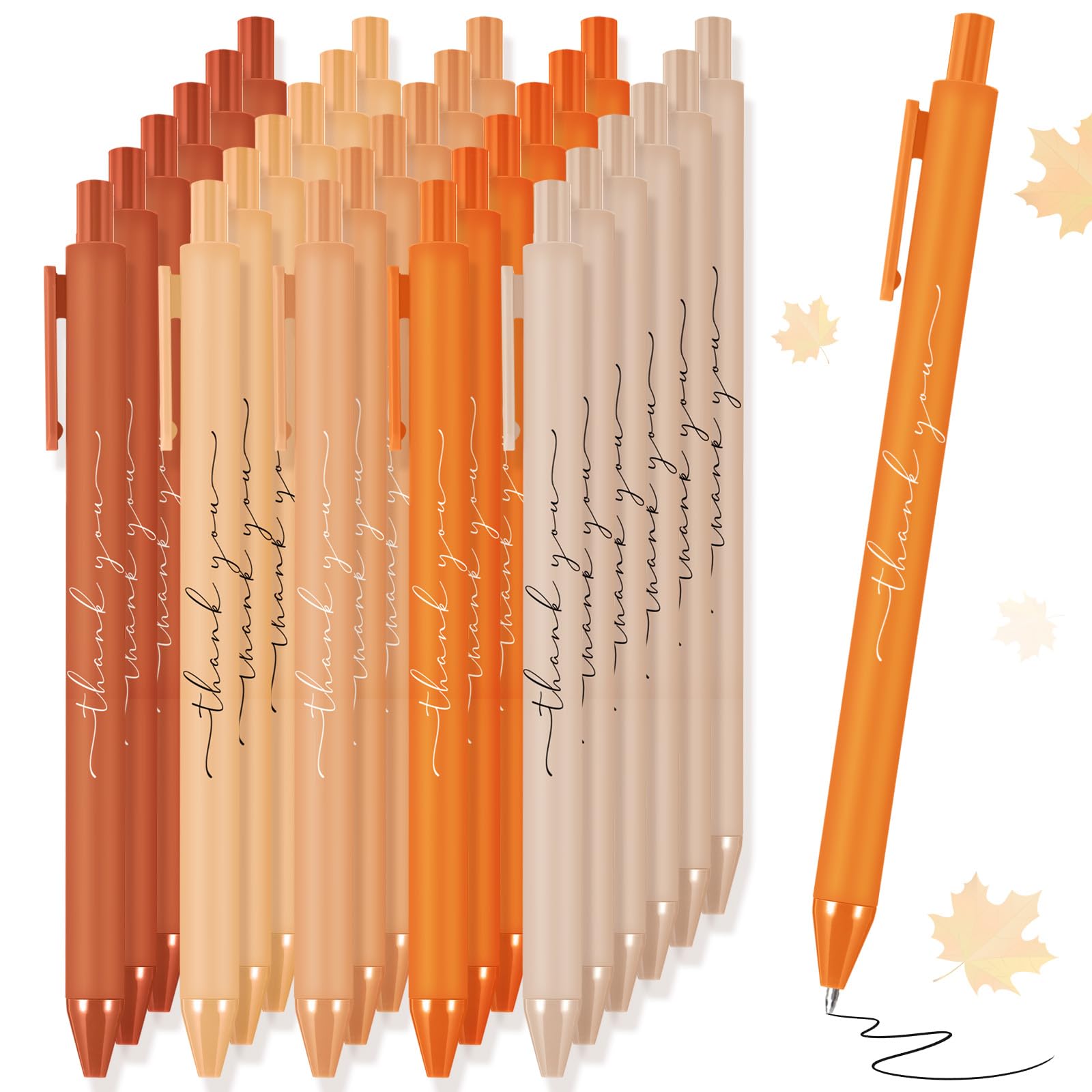 Photo 1 of 30pcs Thank You Pens Bulk Cute Multicolor Ballpoint Pen for Server Employee Appreciation Gifts for Wedding Guest Teacher Coworker Office Staff Team Nurse Baby Shower Party Supplies (Orange)