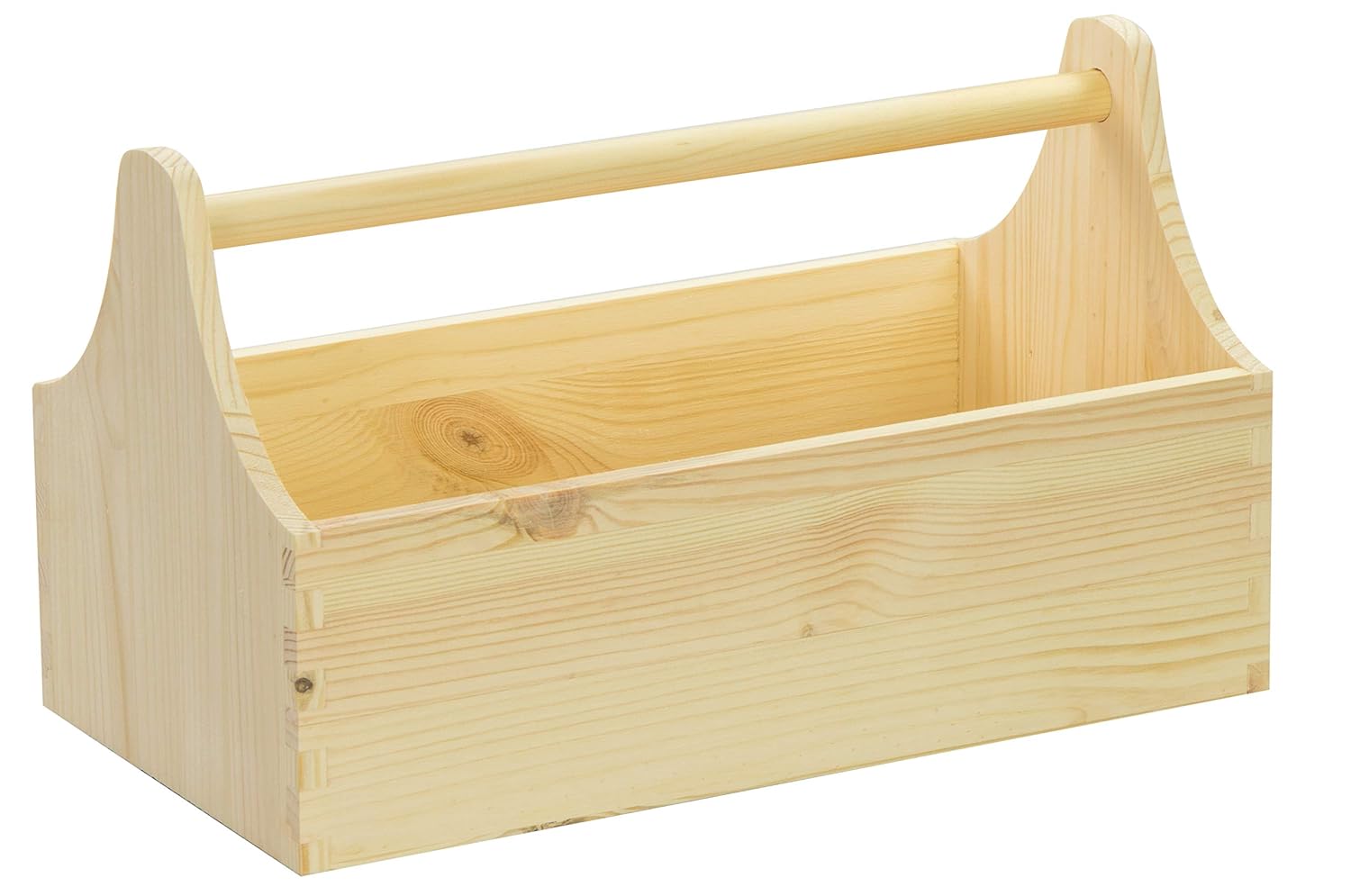 Wooden tool box with carrying handle natural pine untreated approx