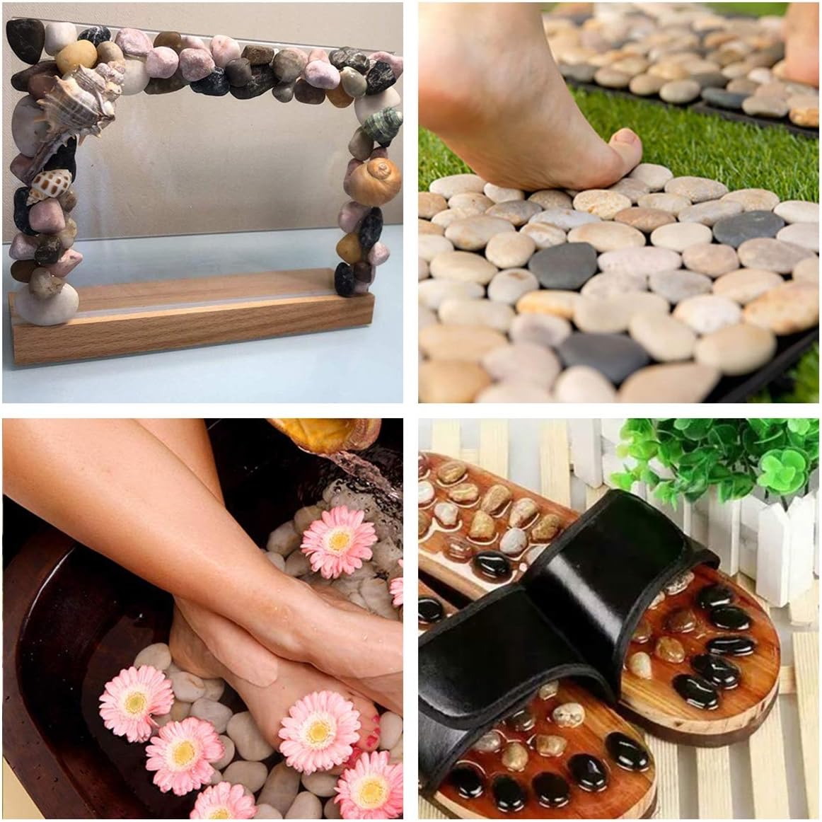 KATELER River Rocks, Pebbles Polished Gravel, Garden Outdoor Decorative Stones, Natural Polished Mixed Color Stones 2.2 Pounds (35-Oz) : Garden & Outdoor