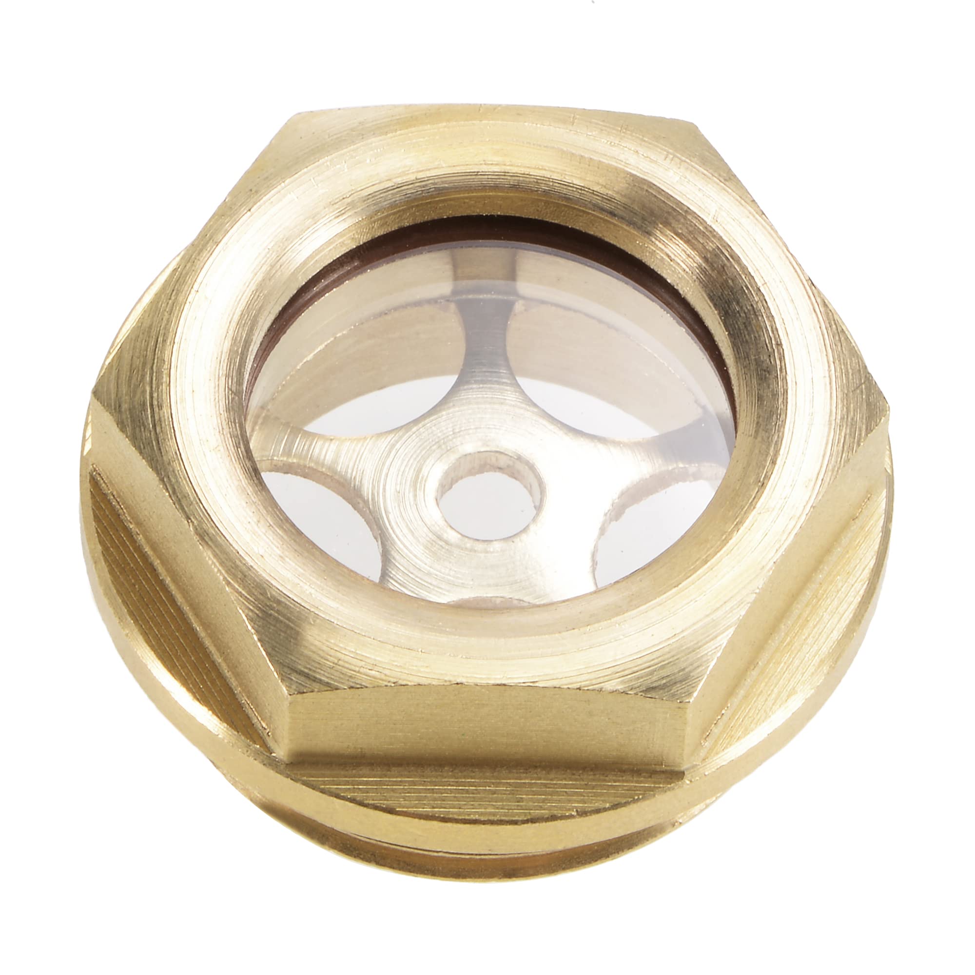 sourcing map Oil Liquid Level Gauge Sight Glass G3/4 Male Threaded Brass Air Compressor Fittings with O-Ring, Yellow