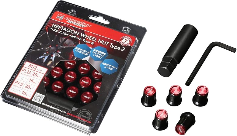 Amazon Monster Sport ヘプタゴンホイールナット Type 2 M12 P1 25 個セット レッド スズキ他用 ホイールナット 6845 00r 車 バイク 車 バイク