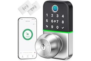 Smart Keyless Entry Door Lock with Knob: Kucacci Keypad Door Lock with Handle - Fingerprint Door Lock for Front Door - Digital Door Lock - Code Smart Lock with Interior Deadlocking - Easy Installation