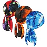 DOCILA 3 Pcs Do Rags for Men Skull Cap Bandana Hat Breathable Helmet Linner Beanie