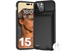 BOVSRT Battery Case for iPhone 15 Pro Max, 2023 Newest 9000mAh Portable Protective Charging Case Compatible with iPhone 15 Pro Max (6.7 inch) with Carplay Rechargeable Extended Battery Charger Case (Black)