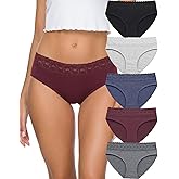 GNEPH Hipster Panties for Women Underwear Lace Bikini Hip-huggers Panties 5 Pack(218S-Black)