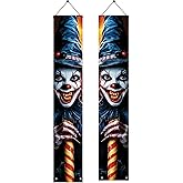 Saoplasa 2PCS Halloween Porch Banner Decorations Scary Clown Door Signs 71 x 12 Inch Creepy Outdoor Indoor Halloween Front Door Decor Haunted House Wall Fireplace Hanging Banner Party Supplies