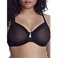 Curvy Couture Women's Sheer Mesh Full Coverage Unlined Underwire Bra