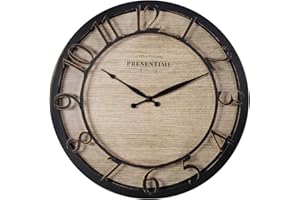 Presentime & Co 13" Farmhouse Series Wall Clock, Quartz Movement, Shiplap Style,Raised 3D Arabic Numeral, Oil Rubbed Bronze
