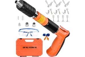 BLU7IVE Manual Steel Nails Gun with 120pcs Nails,80pcs Round Nails,20pcs Pipe Nail,20pcs Hook Nail,5 Speed Wall Fastening Rivet Gun Tool Nail Gun Monitor Installation Gun Rivet Household Woodworking