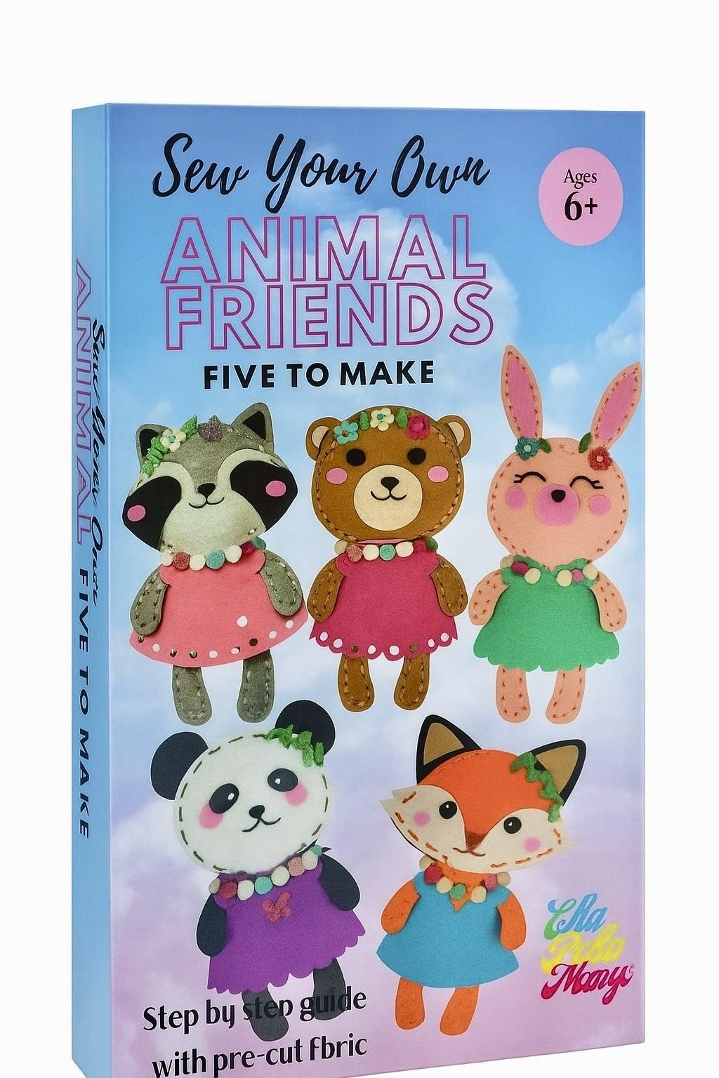 DIY Woodland Animals Felt Sewing Kit for Kids, Educational Craft Set with Bunny, Panda, Fox, Bear, Raccoon Characters, ,Scissors, Thread, Plastic Safety Needles, 5 Wild Animals, 6,7,8,9 Year Old Kids.