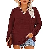 Gloria&Sarah Womens Plus Size Tops Long Sleeve Henley Shirts Fall Fashion Oversized Sweatshirt Tunic Sweaters L-4XL