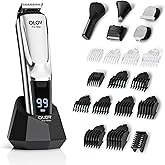 Beard Trimmer, 21 Piece Mens Grooming Kit for Beard & Mustache Trimming, Electric Shaver, Nose Hair Trimmer, Cordless Hair Clippers, Waterproof, Silver