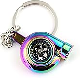 maycom Creative Sleeve Spinning Turbo Turbine Turbocharger Keychain Key Chain Ring Keyring Keyfob (Neo Rainbow)