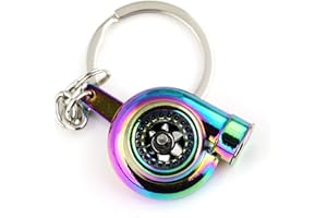 maycom Creative Sleeve Spinning Turbo Turbine Turbocharger Keychain Key Chain Ring Keyring Keyfob (Neo Rainbow)