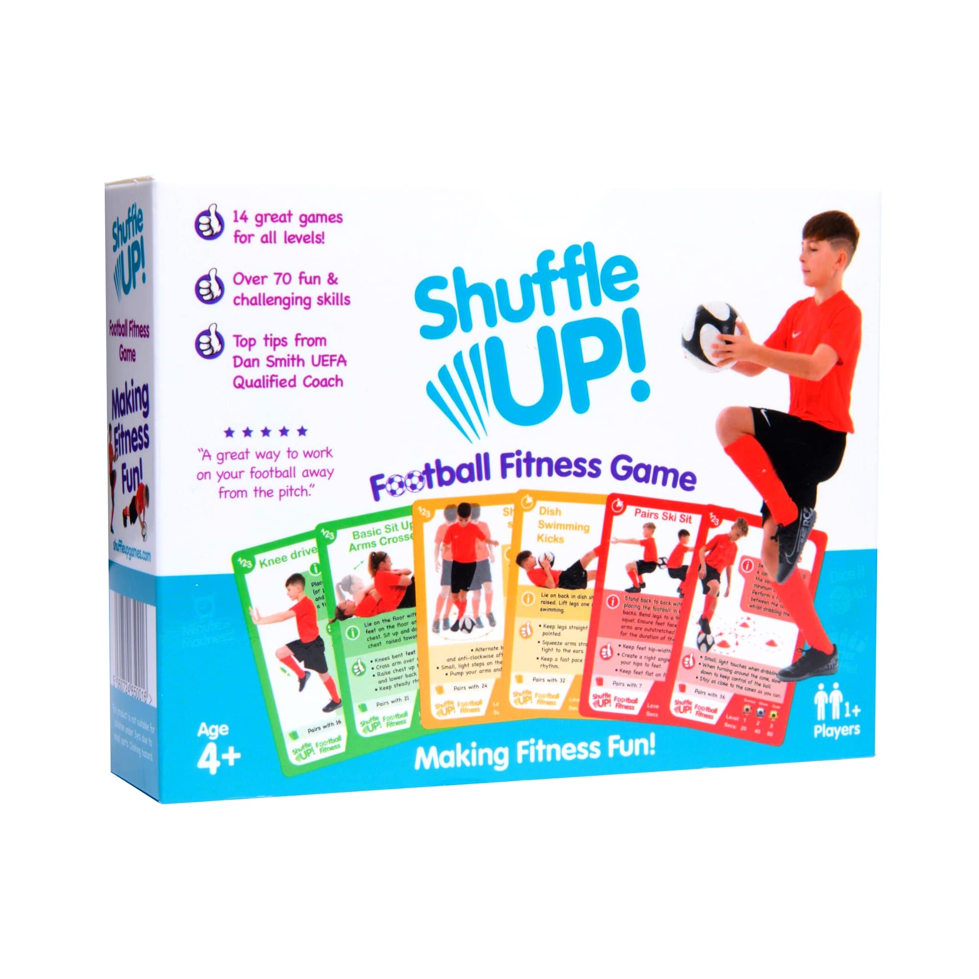 Shuffle Up Football Games - Family Soccer Games with 70+ Fun & Active Fitness Workout Cards, Training Equipment Aid, Football Gifts for Boys & Girls