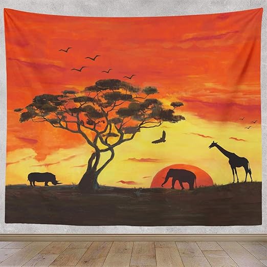 Amazon Com Broshan Safari Wall Tapestry Small African Wildlife