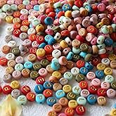 HERZWILD 1000Pcs Colourful Acrylic Letter Beads 4x7mm Round Alphabet Beads with Gold Alphabet A-Z for Bracelets Necklace Jewelry Making Supplies(Gold Letter/Pink)