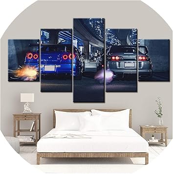 N/A HD lienzo impreso pintura 5 piezas arte de la pared marco GTR R34 VS Supra vehículo decoración del hogar cartel cuadro para sala de estar NL00,30x40 30x60 30x80cm, lienzo: Amazon.es: Amazon.es