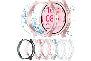 DNNBAO [6+6 Pack] for Samsung Galaxy Watch FE/5/4 Screen Protector Case 40mm, HD Anti-Fog Tempered Glass Film & Waterproof Hard PC Bumper Cover for Galaxy Watch FE Watch 5 Watch 4 40mm