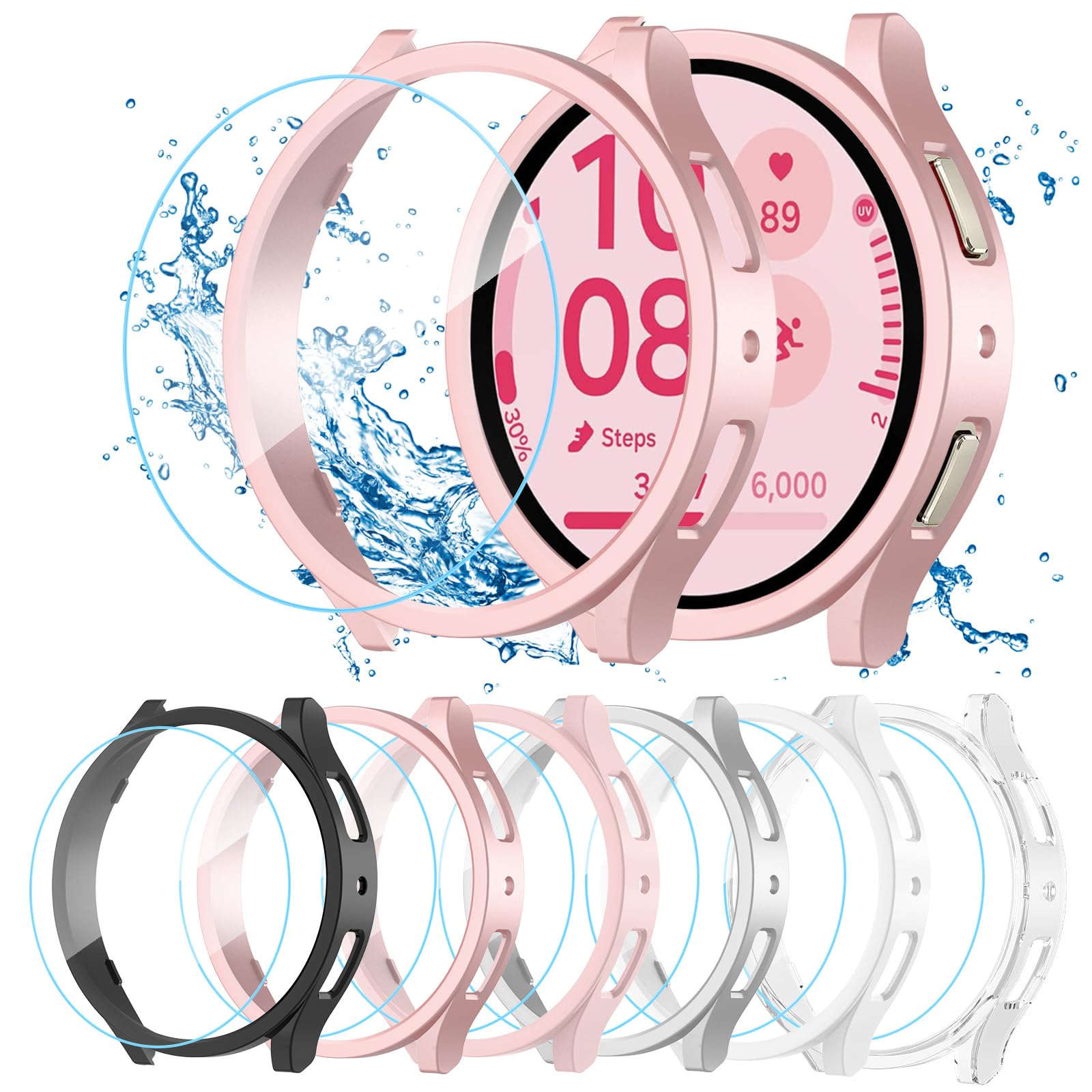 Photo 1 of DNNBAO [6+6 Pack for Samsung Galaxy Watch FE/5/4 Screen Protector Case 40mm, HD Anti-Fog Tempered Glass Film & Waterproof Hard PC Bumper Cover for Galaxy Watch FE 5 4 40mm