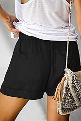 ONLYSHE Womens Elastic Waist Summer Wide Leg Shorts