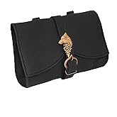 Full Grain Leather Belt Bag for Men & Women | Handmade Medieval LARP Pouch with Buckle for Cosplay & Renaissance Fair (Adventurer Wolf Bag)