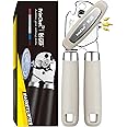 PrinChef Can Opener Manual, Can Tin Bottle Opener with Magnet - No-Trouble-Lid-Lift, Handheld Can Opener Smooth Edge with Sharp Blade, Heavy Duty and Easy to Use, for Seniors with Arthritis, White