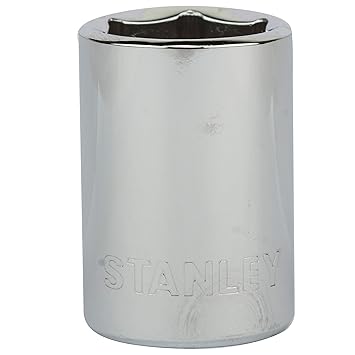 STANLEY 1-88-741 Chrome Vanadium Steel 6 Point Standard Socket, 1/2 inch, 19 mm, Silver