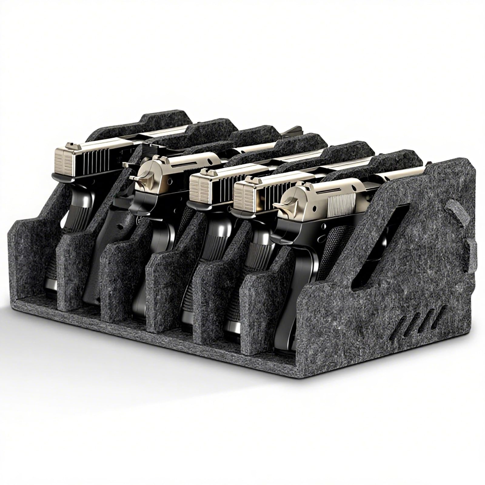 Photo 1 of QUEENLINK Pistol Rack for Gun Safe, Handgun Rack Pistol Stand Holder, Gun Storage Organizer with Dividers, Soft Felt, Scratch Resistance, Anti-Slip Gun Cabinet Accessories, 6 Slots