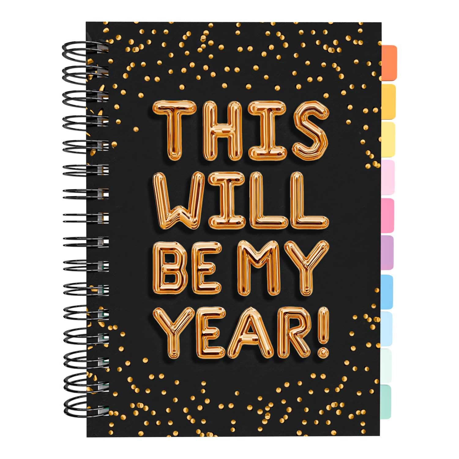 Slimming World Compatible Food Diary New Year 2025 Diet Journal Planner - DIY Tab Dividers 7 Week Countdown Stickers Black Will Be My Year