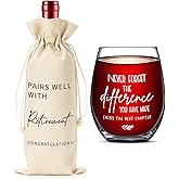 YUEYUQIU Great Retirement Gifts for Women Men 2025, Retirement Gifts for Her Him Friends Colleague Teachers Nurse Boss Retired Wine Bag Glass Set Present - Goodbye Leaving Gift for Women Men