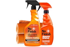 Nu Finish Coat Protector Kit, 4 Piece Car Protector Set Protects and Restores Car Shine, Includes Ceramic Coating, Rapid Shine, and 2 Microfiber Towels