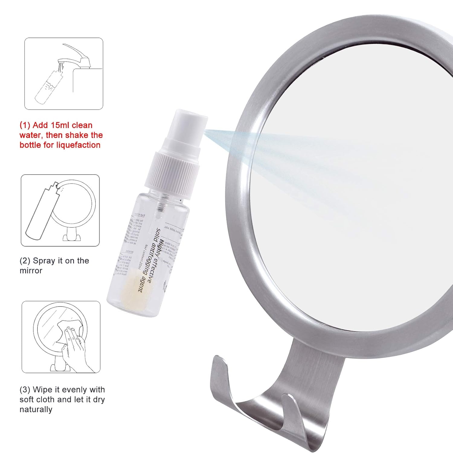 Fog Free Mirror with Razor Holder and Strong Nontrace Glue Bathroom