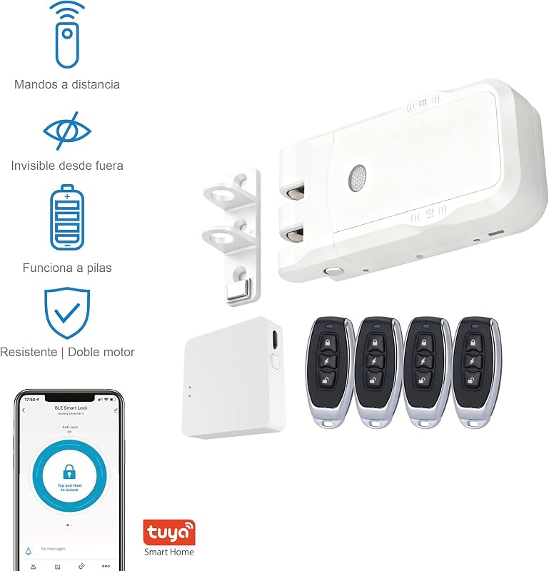 Verrou invisible électronique sans fil - Serrure anti-andalisme avec télécommandes, double moteur, ouverture et fermeture depuis l'intérieur et l'extérieur — photo 2 sur 8
