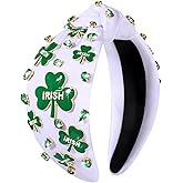 CEALXHENY St. Patrick's Day Hair Accessories, Green Shamrock Headband for Women, Embellished Crystal Rhinestone Knotted Headband, Irish Holiday Gifts (Shamrock I)