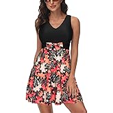 Kate Kasin Women's Two Piece Swimsuits Tummy Control Back Cross Flowy Swimdress Bathing Suits with Boyshorts Swimwear