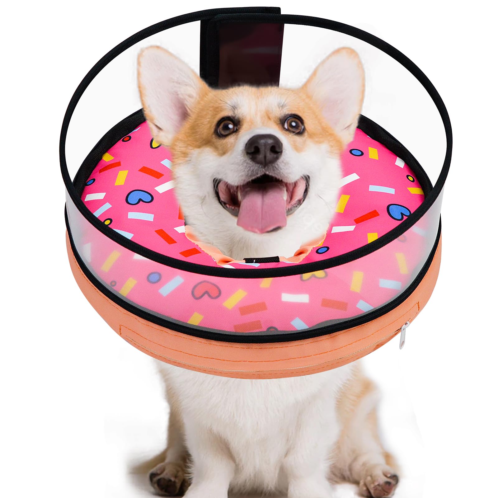 Photo 1 of MRSOHRET Dog Cone, Dog Surgery Collar, Inflatable Cones for Small Medium Large Dogs, Pink Doughnut Dog Recovery Collar, Does not Impede Vision