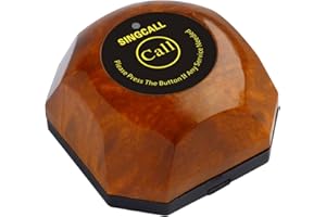 SINGCALL Wireless Calling System,Brown Single Call Button,Guest Call Waiter System(APE560) Can't Be Used Alone
