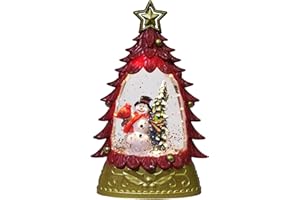 MerryPulse Christmas Snow Globe, Glitter Lighted Mini Christmas Tree Tabletop Decorations-Snowman