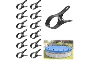 MJZ Pool Cover Clips for Above Ground Pools, 12 Pcs Aluminium Alloy Heavy Duty Pool Cover Clamps Wind Guard Clip for Fixing, Non-Slip Non-Scratch