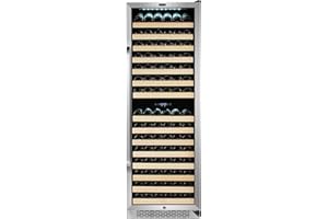 Whynter BWR-1642DZ 164 Built-in or Freestanding Stainless Steel Dual Zone Compressor Large Capacity Wine Refrigerator Rack for Open LED Display, Black-164 Bottle, Black