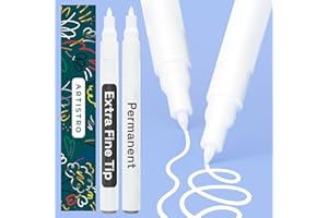 ARTISTRO 2 White Permanent Marker - Waterproof Markers for Tire, Fabric, Rocks, Glass, Ceramic, Wood, Paper - Oil Based Paint Pens - Extra-Fine Tip 0.7mm