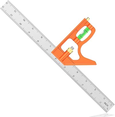 Auyuiiy 12Inch 300mm Combination Square Set Square Stainless Steel Ruler Bubble