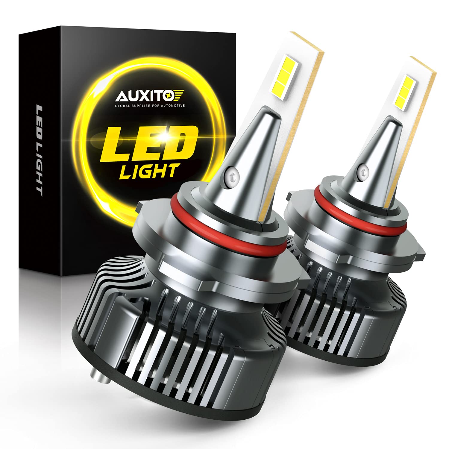 AUXITO 9005 Bulbs, Mini Sized, CanBus Ready, 50,000 Lumens 900% Brighter, Beam Adjustable 9005 HB3 Light Bulb, 6500K Xenon White, Pack of 2 Image