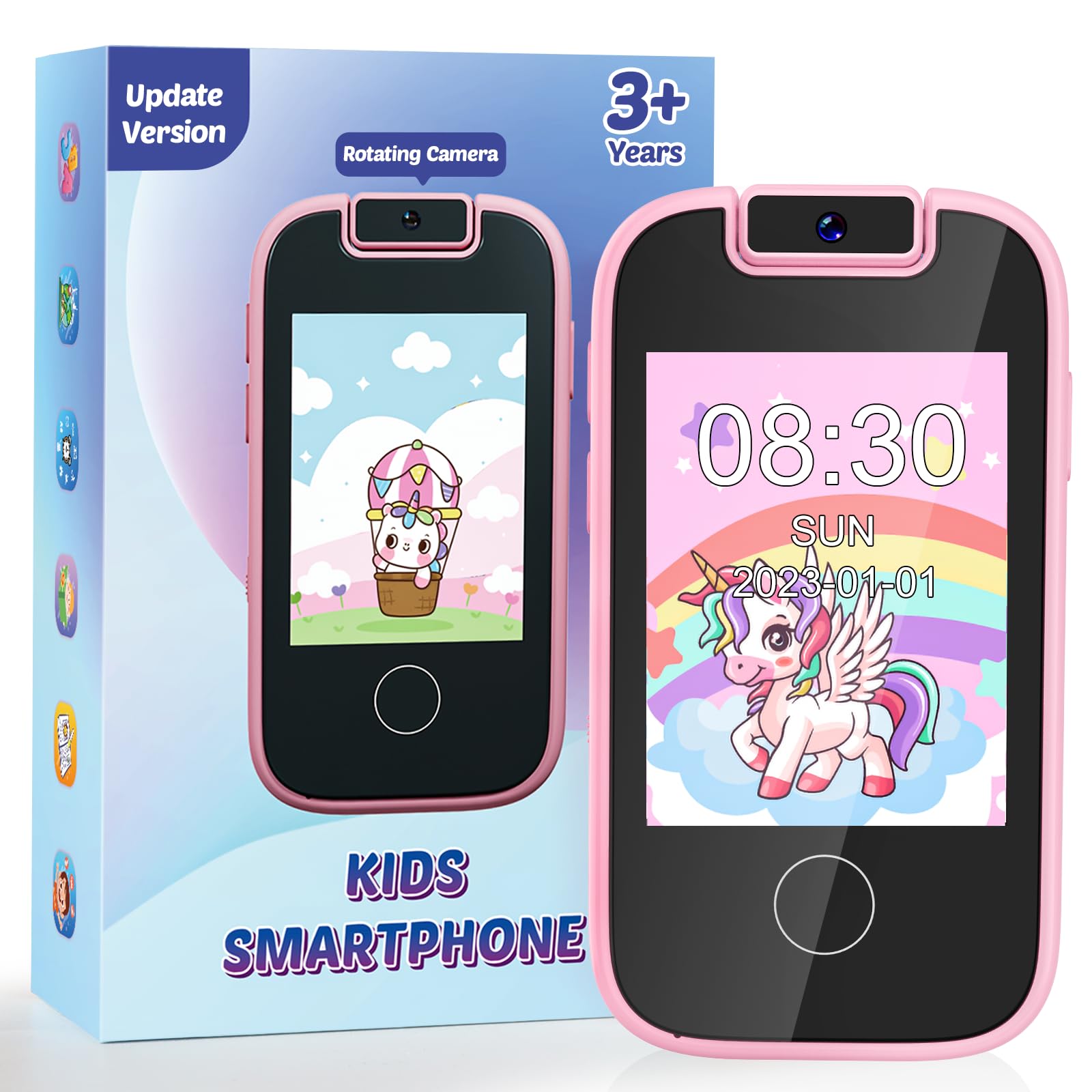 Kids' Smart Phone for Girls, Christmas & Birthday Gift for 3-6 Year Olds, MP3 Music Player with Dual Camera & Alarm Clock Toy Phone Learning Toys with SD Card — image 1