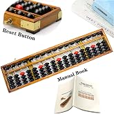 Wooden Abacus 17 Column(15.4in) Math Professional Soroban | Vintage Style Abacus with Guide Handbook and Reset Button, Anti-Skid Rubber Feet
